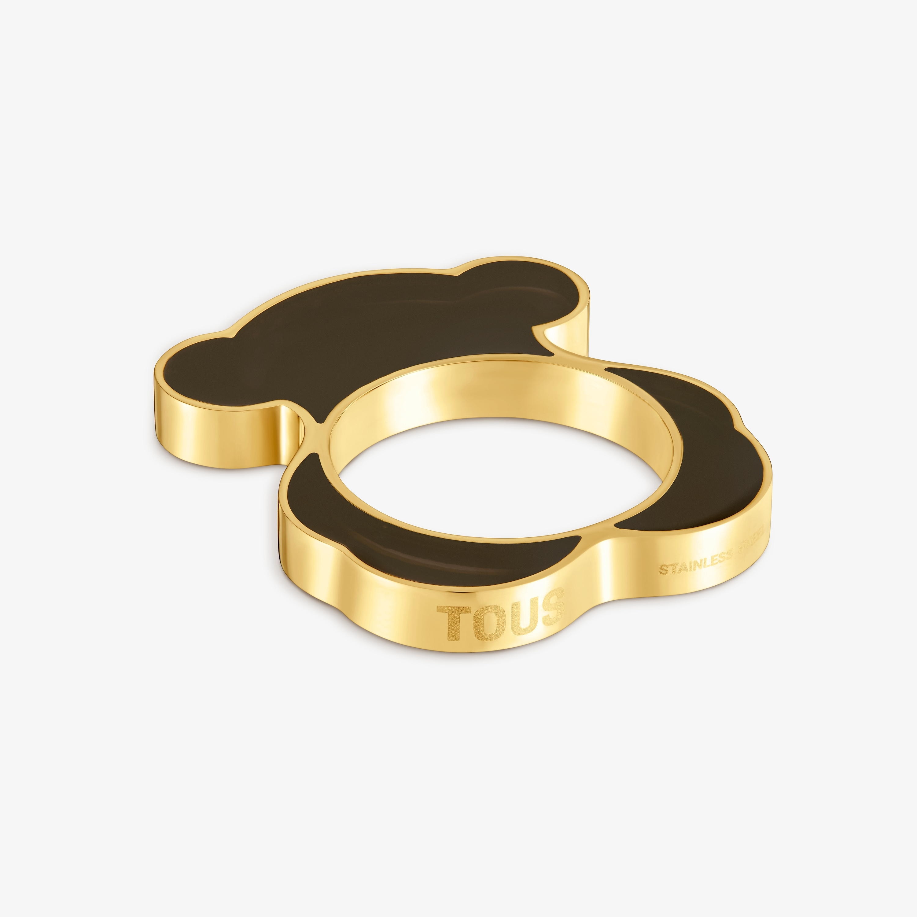 Gold-colored steel and black resin bear Ring TOUS Galaxy | TOUS