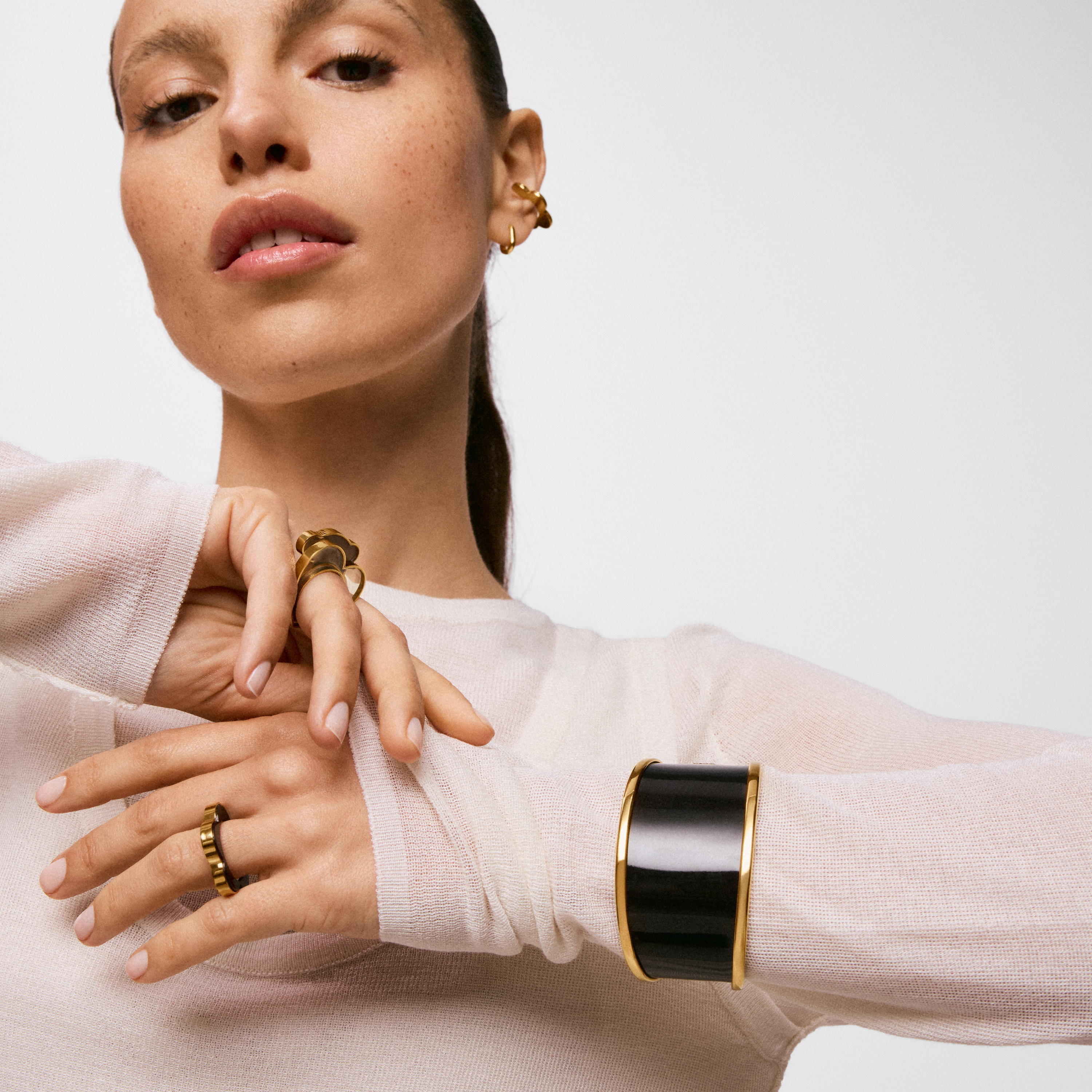 Gold-colored steel and black resin bear Ring TOUS Galaxy | TOUS