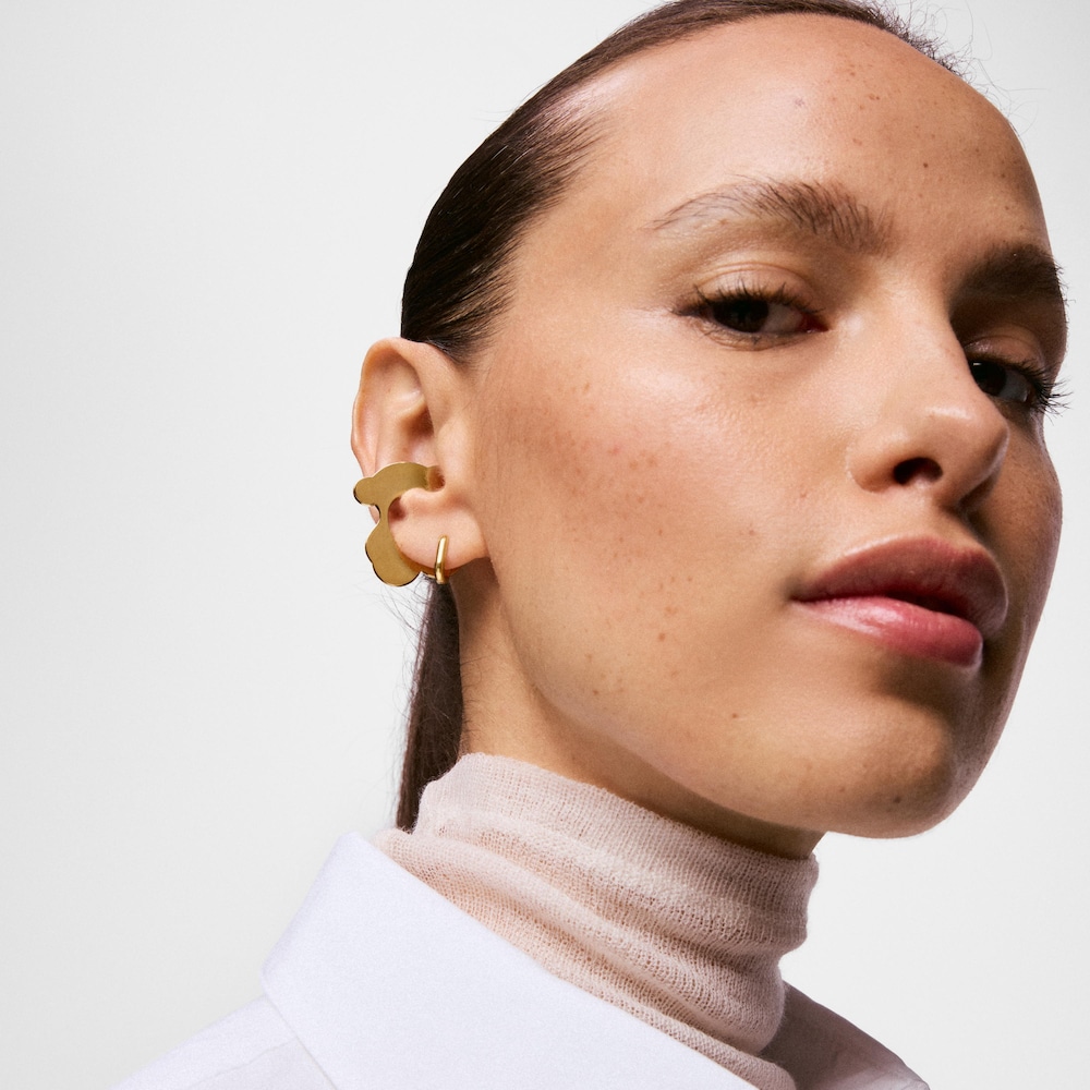 Earcuff oso de acero dorado Galaxy