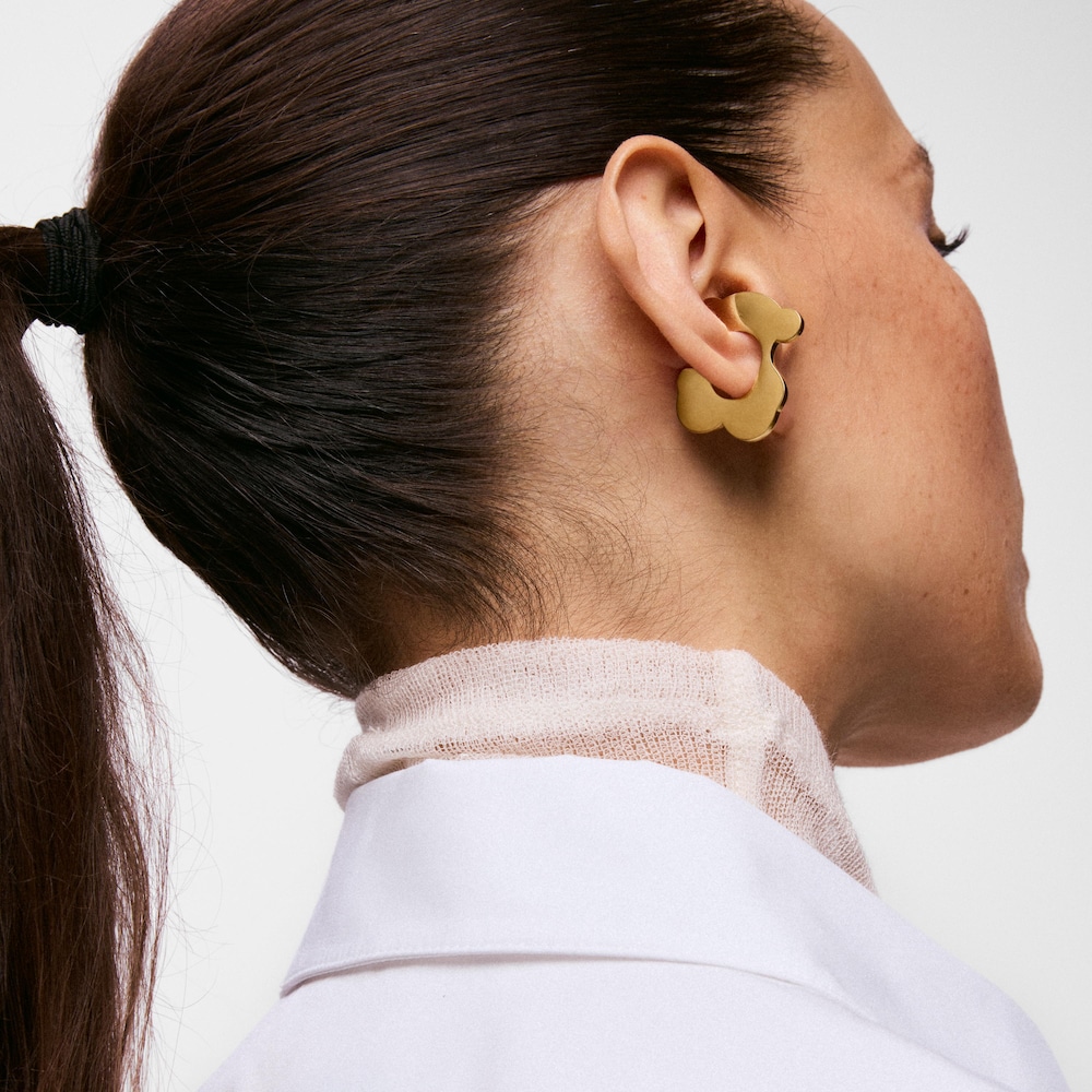 Earcuff oso de acero dorado Galaxy