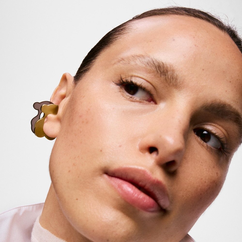 Earcuff oso de acero dorado Galaxy