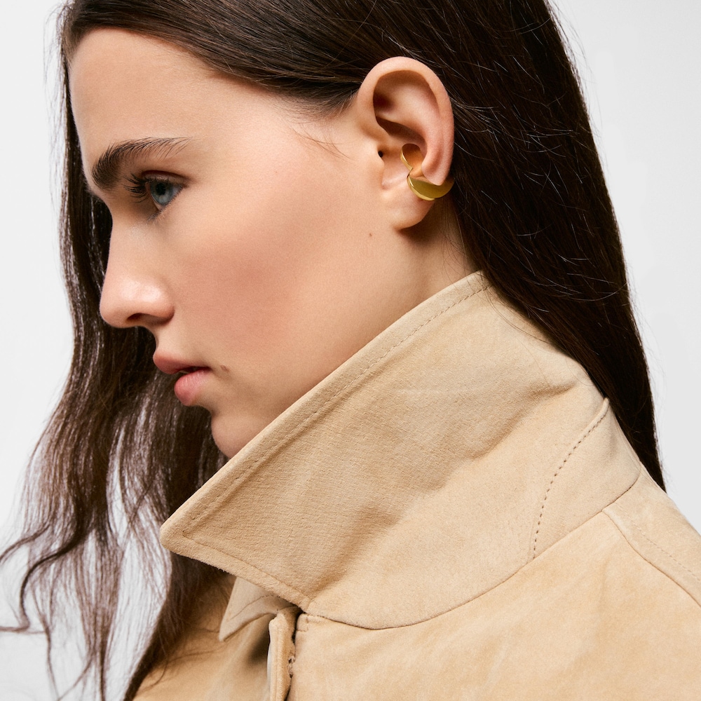 Earcuff coraz&oacute;n de acero dorado Galaxy