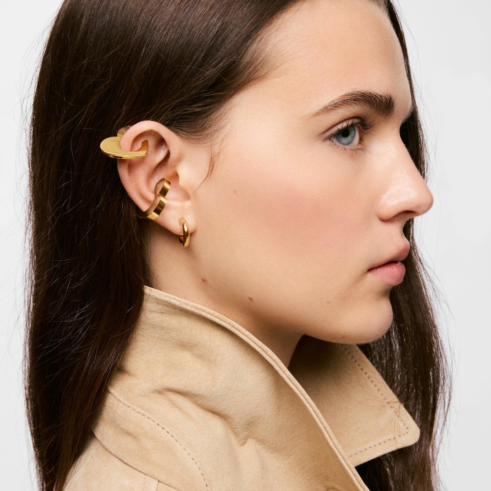 Earcuff coraz&oacute;n de acero dorado Galaxy