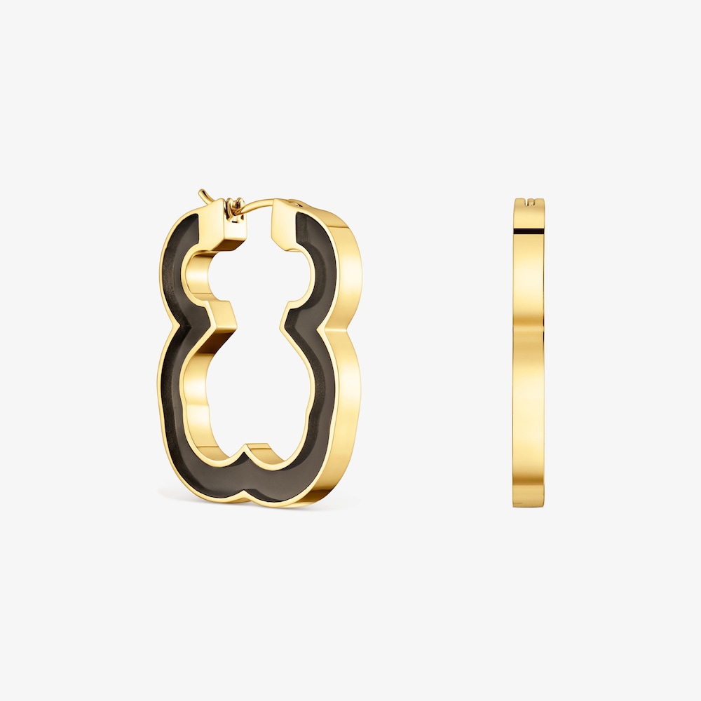 33&nbsp;mm N&aacute;u&scaron;nice s&nbsp;medved&iacute;kom z&nbsp;ocele zlatej farby a&nbsp;čiernej živice TOUS Galaxy