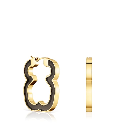 Orecchini a orsetto in acciaio color oro e resina nera da 33&nbsp;mm TOUS Galaxy