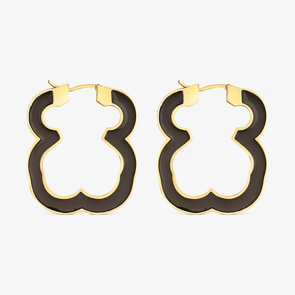 33&nbsp;mm N&aacute;u&scaron;nice s&nbsp;medved&iacute;kom z&nbsp;ocele zlatej farby a&nbsp;čiernej živice TOUS Galaxy