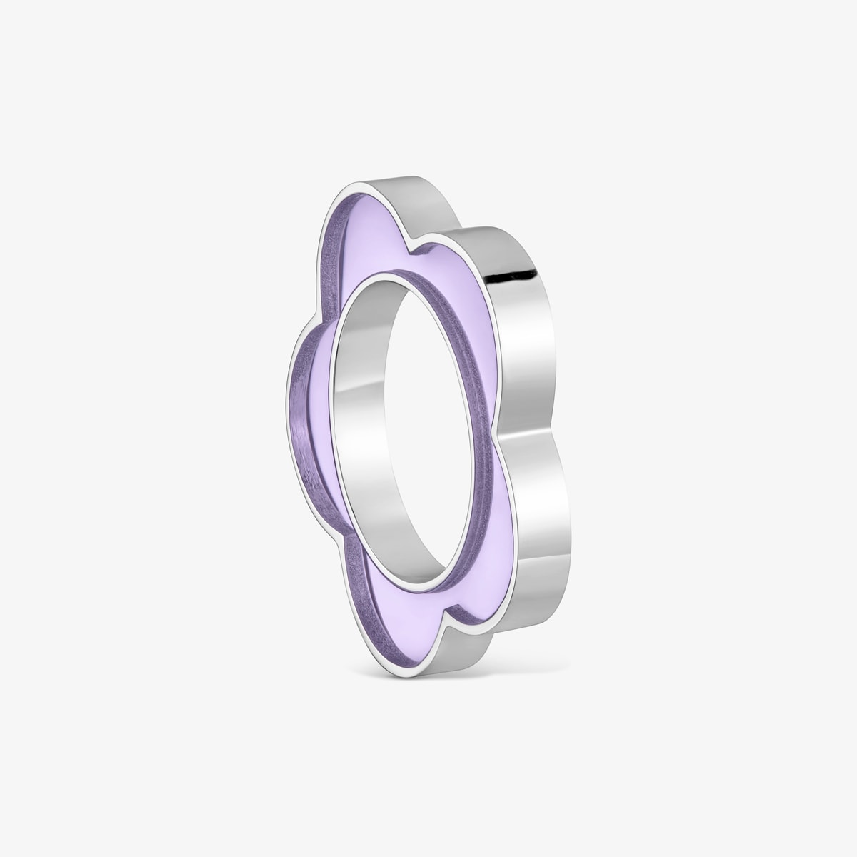 Tous - Anillo Flor De Acero Y Resina Lila Galaxy Talla 10