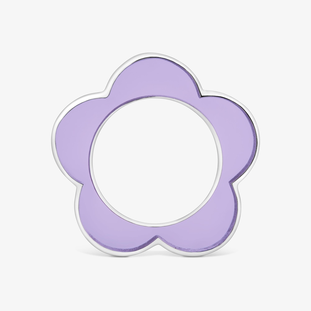 Pierścionek ze stali i liliowej żywicy z motywem kwiatu TOUS Galaxy