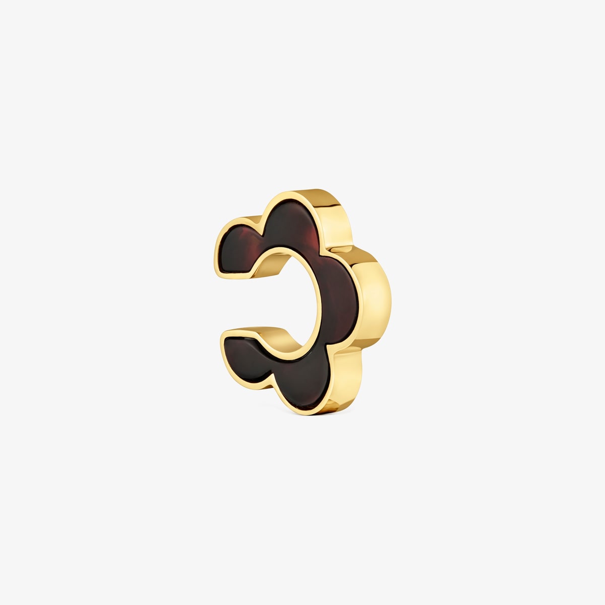 Tous - Earcuff Flor De Acero Dorado Y Resina Carey Galaxy - Marrón