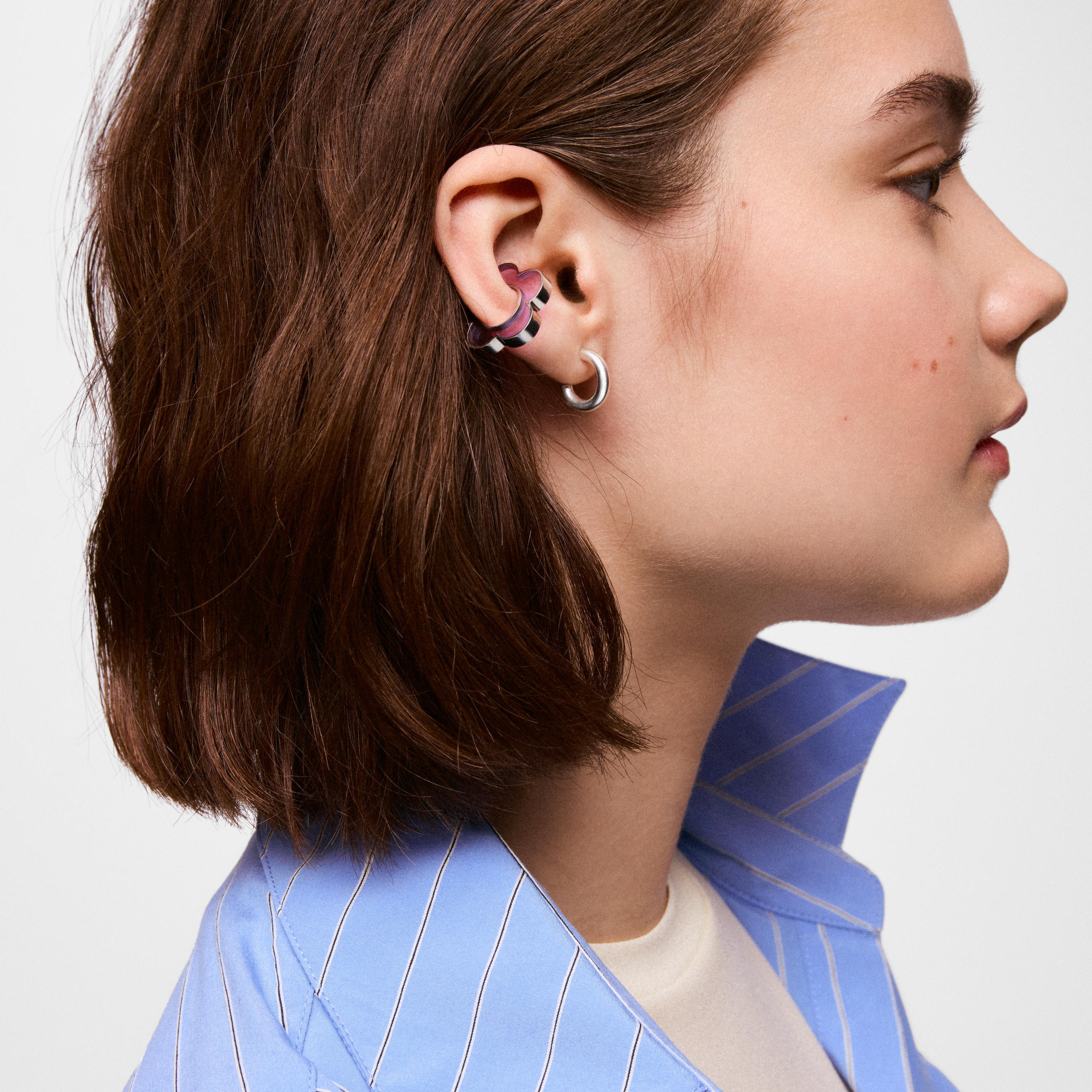 Steel and lilac resin flower Earcuff TOUS Galaxy