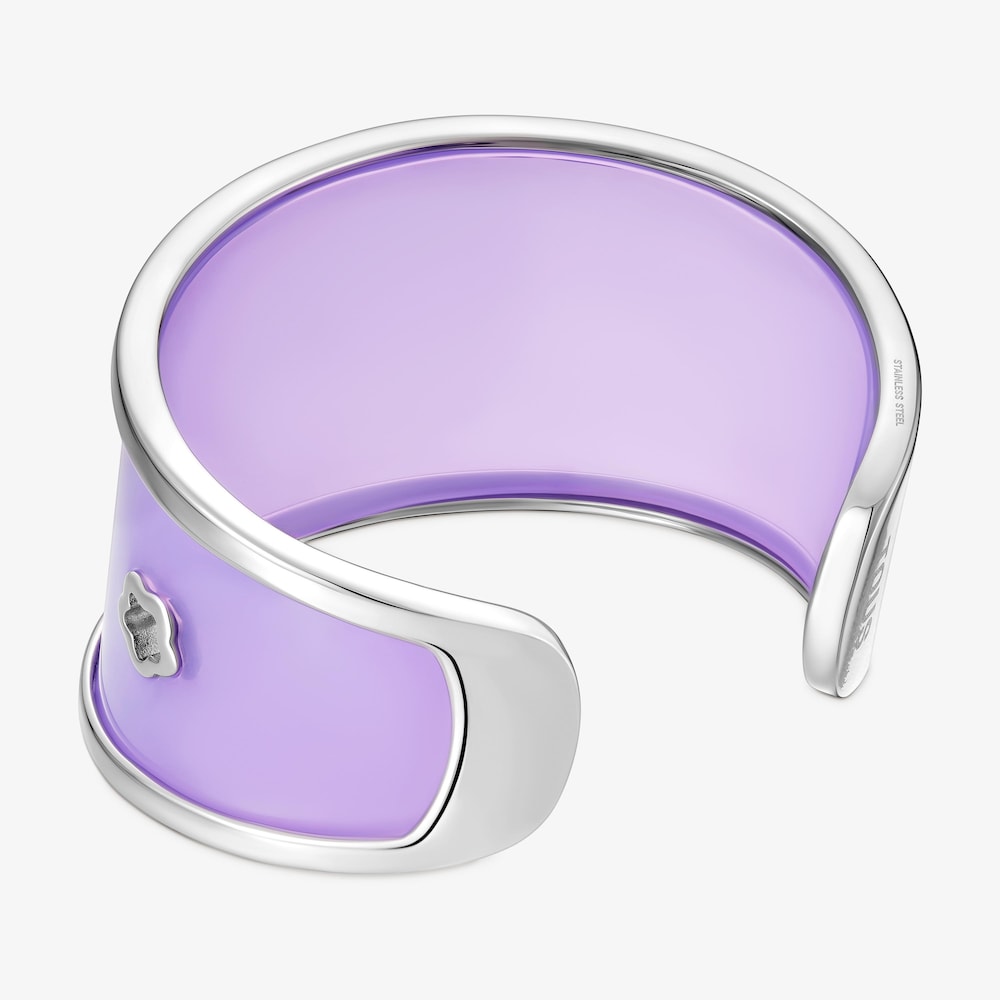 Pulsera esclava de acero y resina lila Galaxy