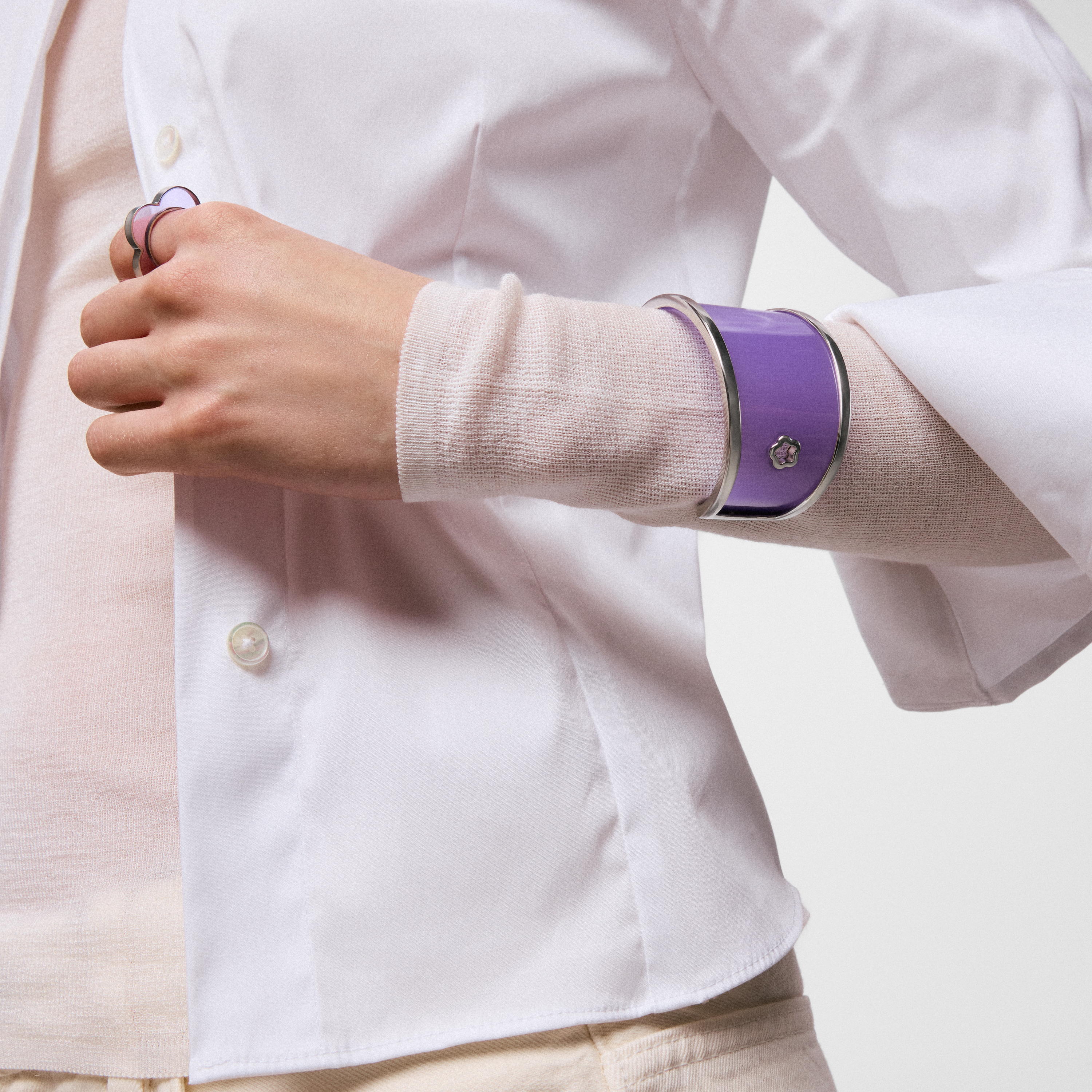 Steel and lilac resin Bangle TOUS Galaxy