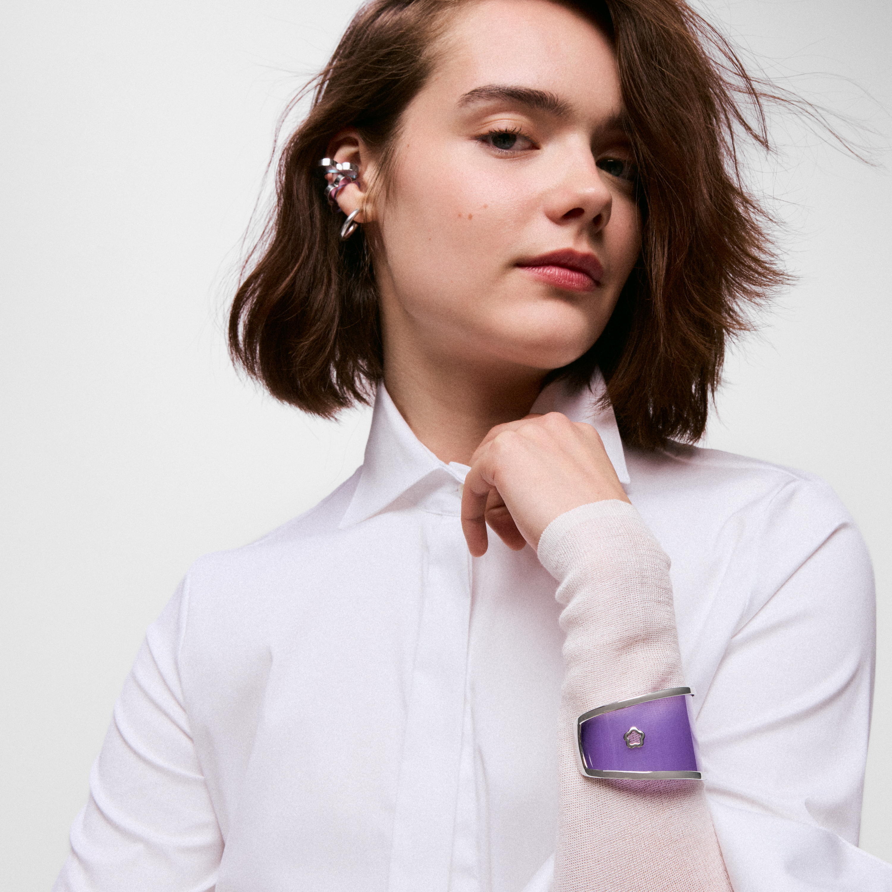 Steel and lilac resin Bangle TOUS Galaxy