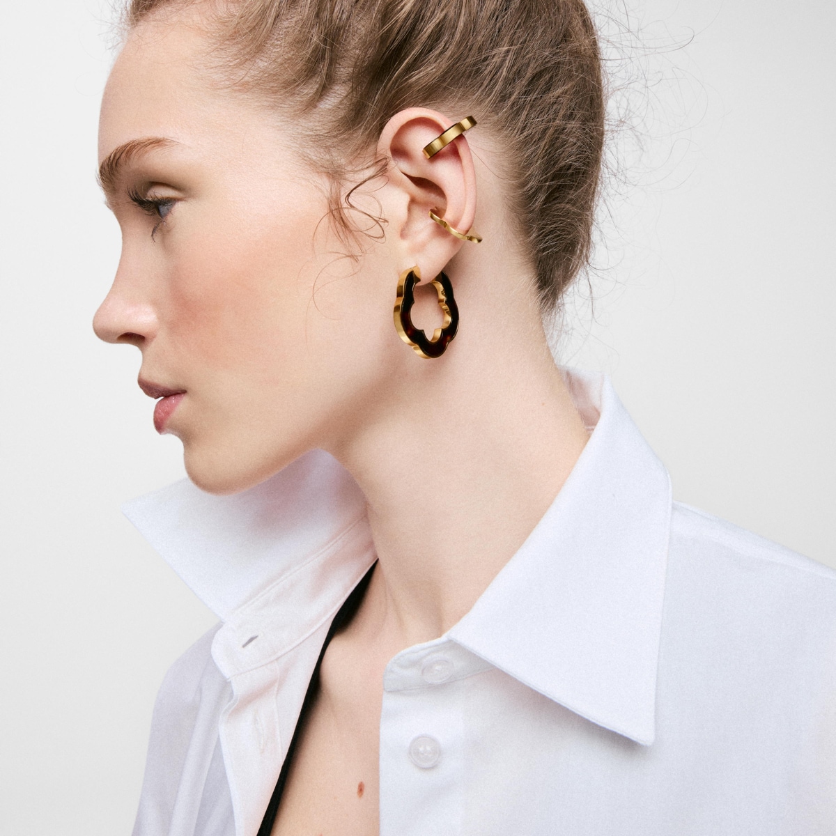 Tous - Pendientes Flor De Acero Dorado Y Resina Carey 33 Mm Galaxy - Marrón