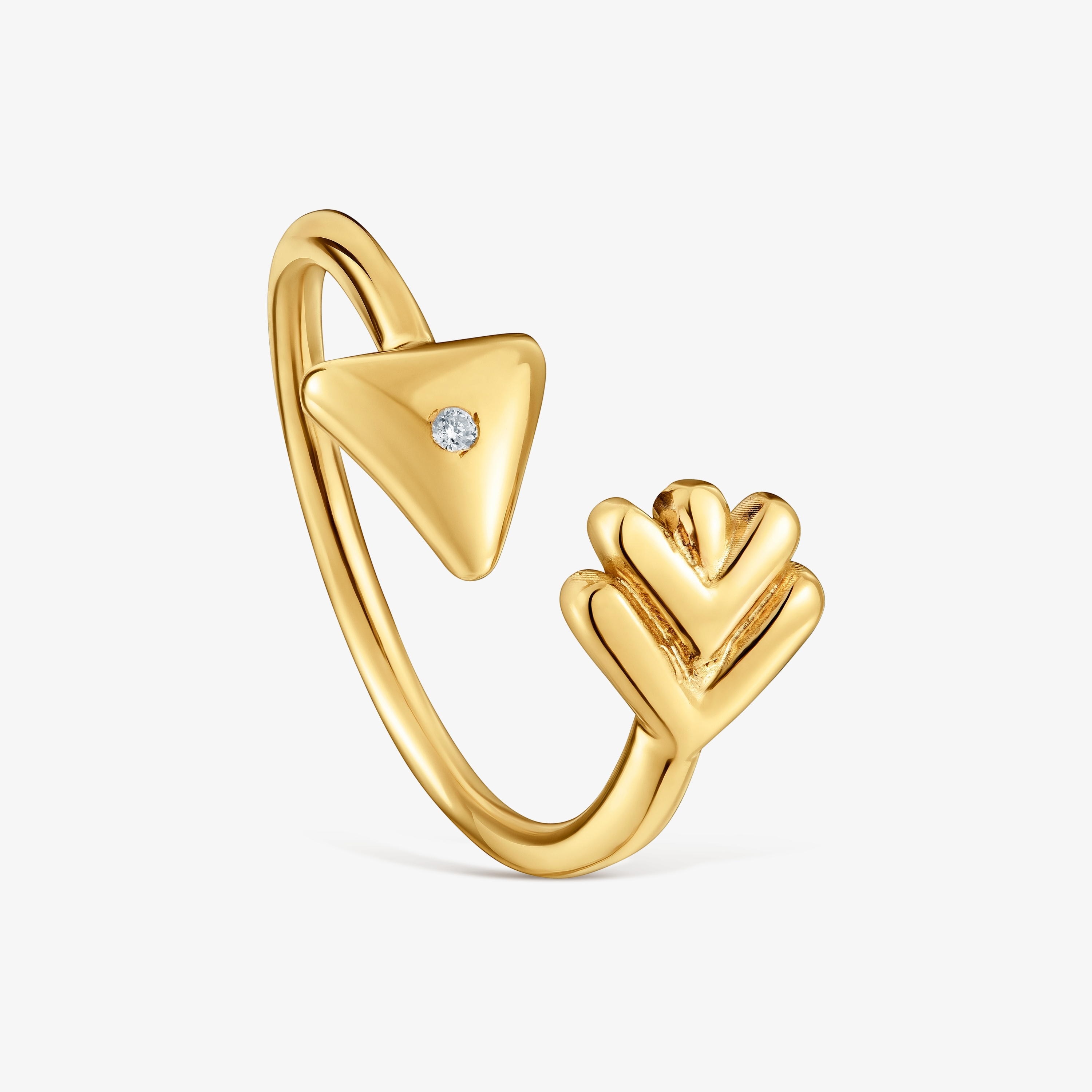9kt gold Open ring with diamonds TOUS Flechazo