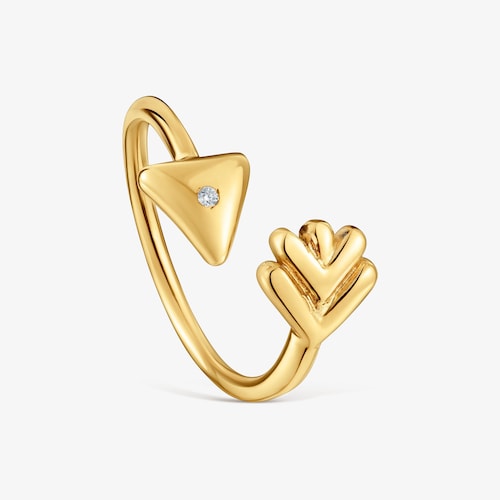 Anillo abierto de oro 9 kt y diamantes TOUS Flechazo