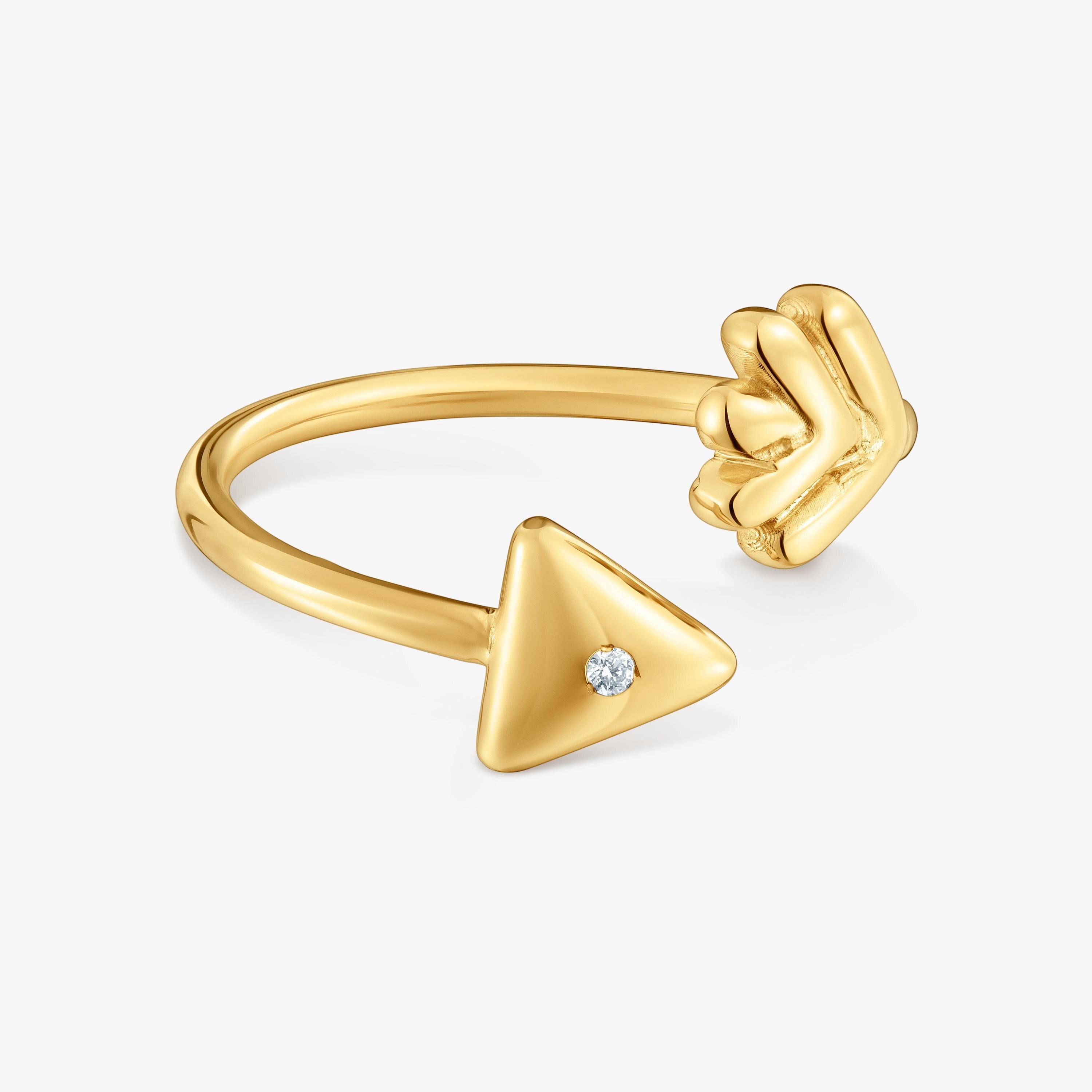 9kt gold Open ring with diamonds TOUS Flechazo