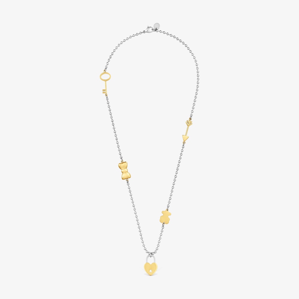 Collar largo de acero bicolor y motivos TOUS Charming