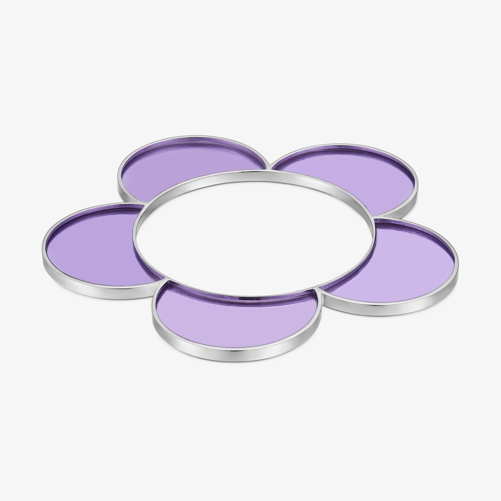 Bracciale rigido a fiore in acciaio e resina lilla TOUS Galaxy