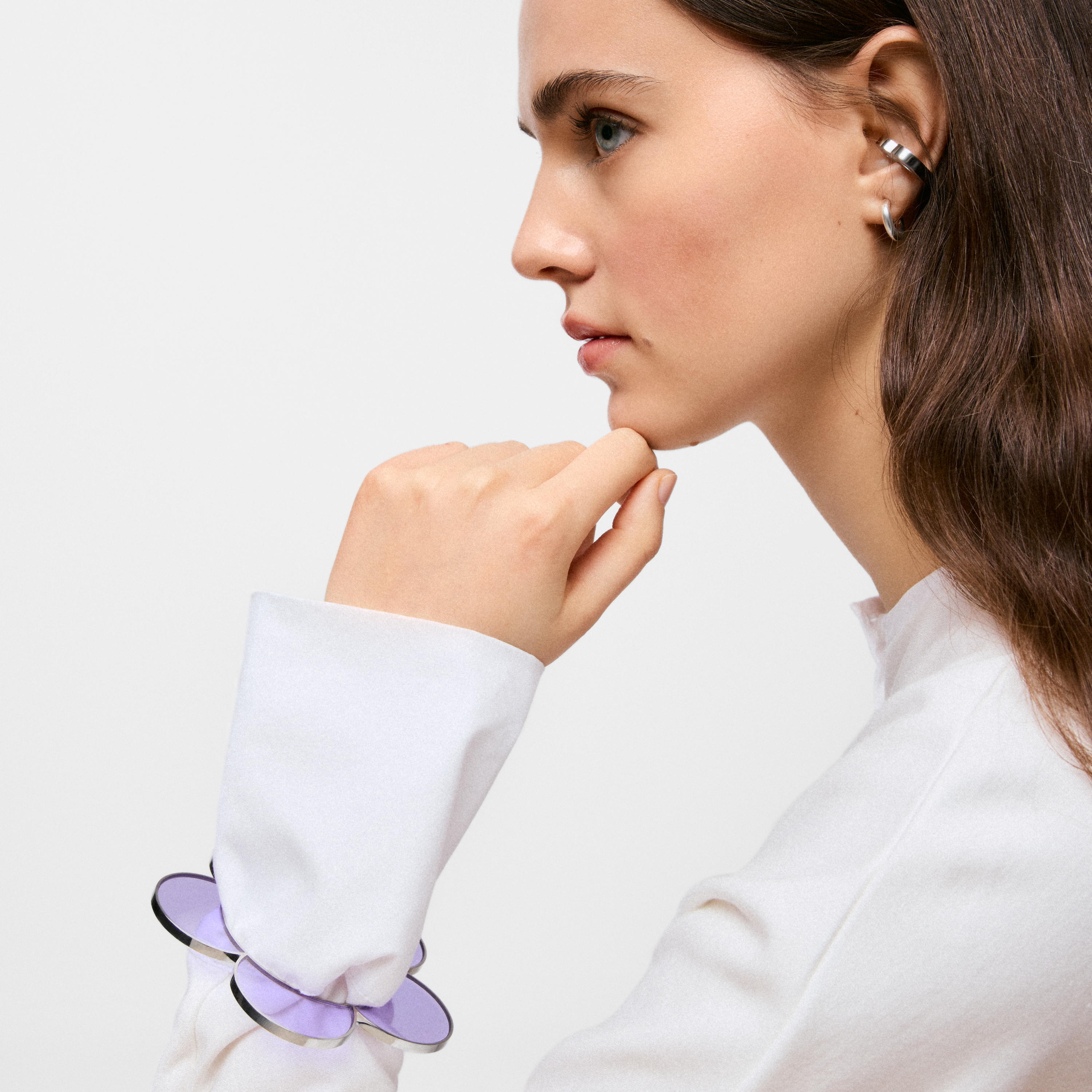 Steel and lilac resin flower Bangle TOUS Galaxy