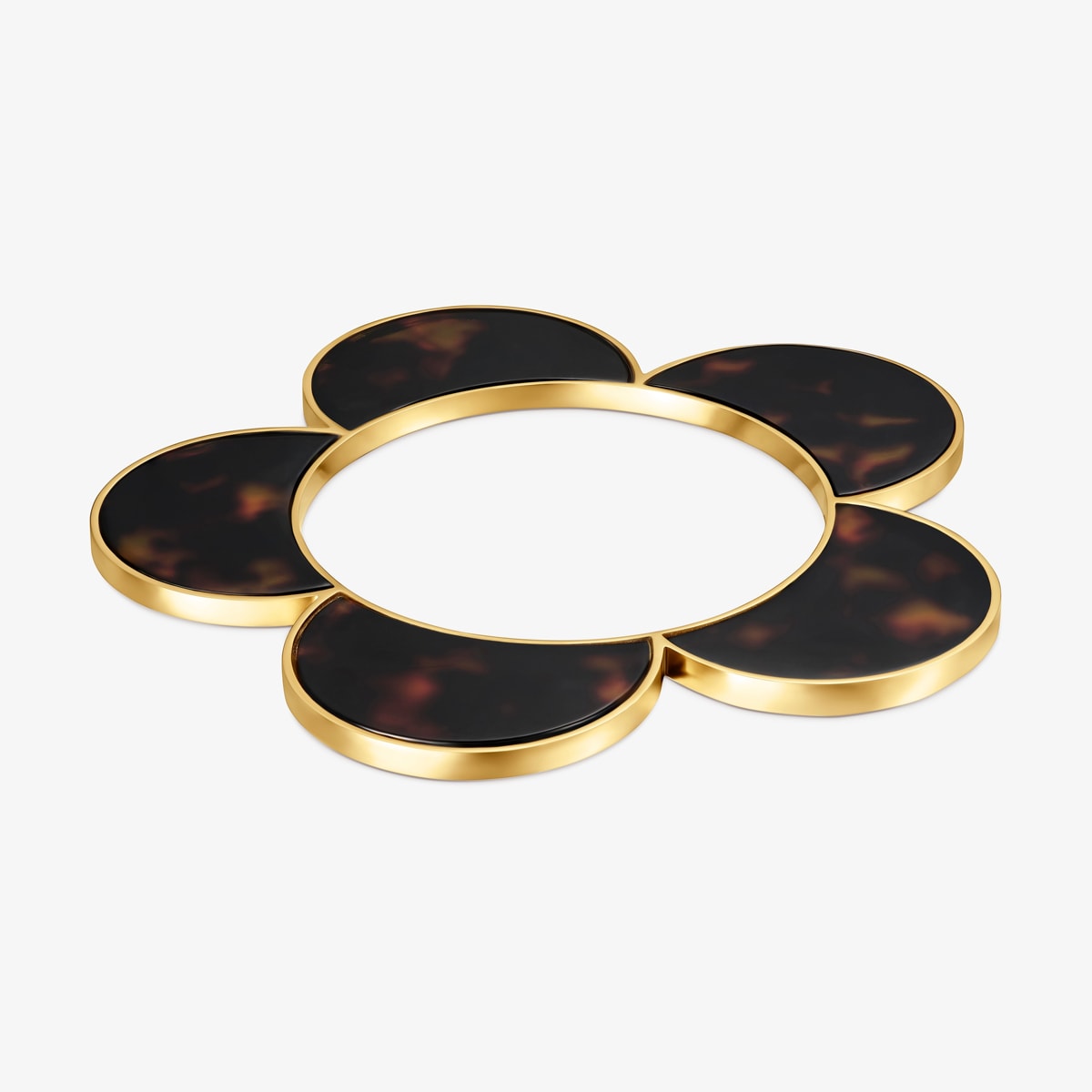 Tous - Pulsera Esclava Flor De Acero Dorado Y Resina Carey Galaxy - Marrón