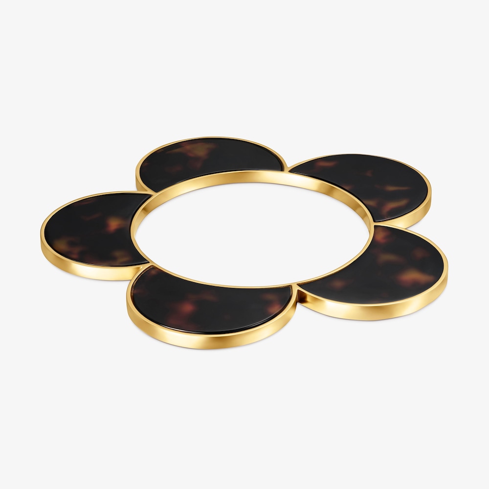 Pulsera esclava flor de acero dorado y resina carey Galaxy