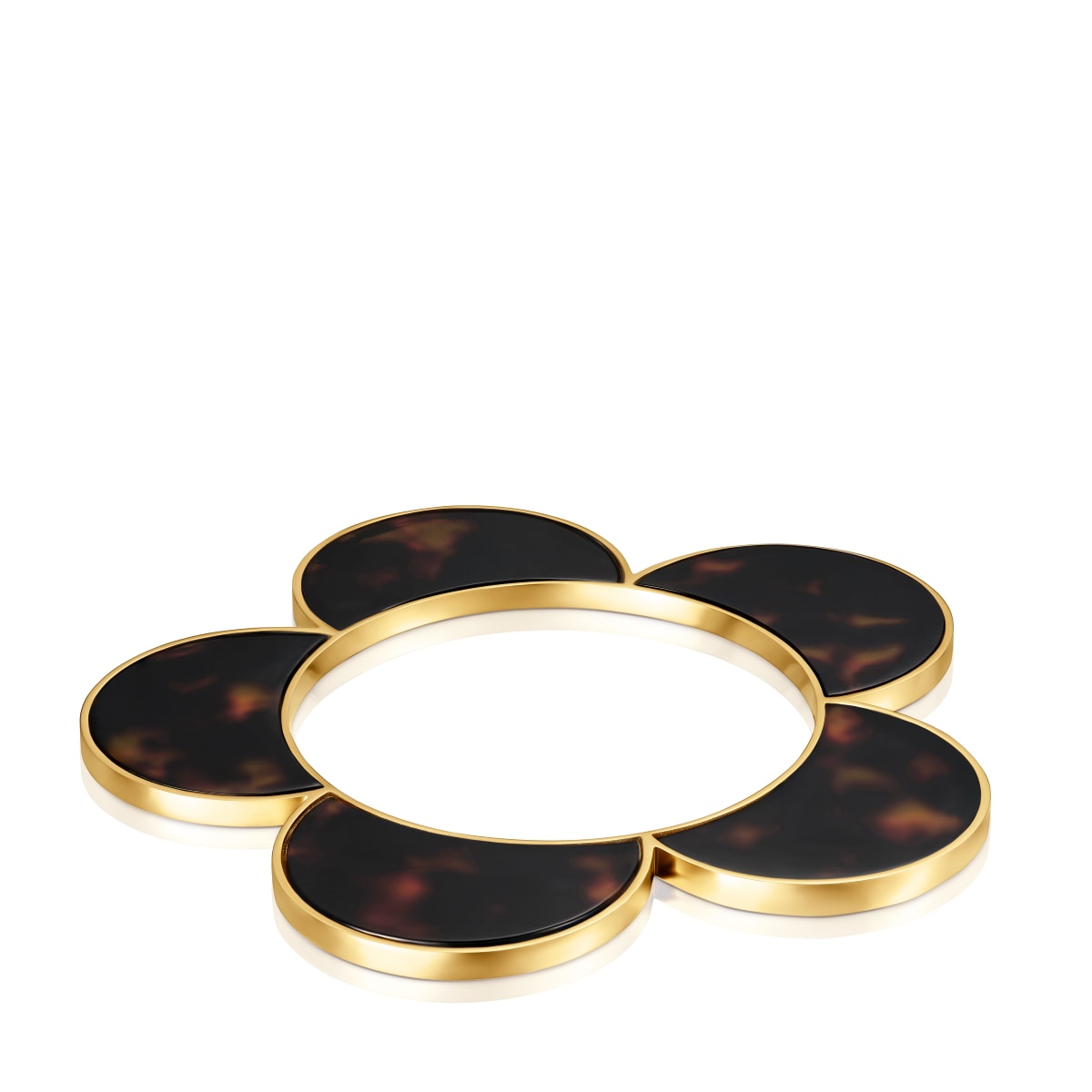 Tous - Pulsera Esclava Flor De Acero Dorado Y Resina Carey Galaxy - Marrón