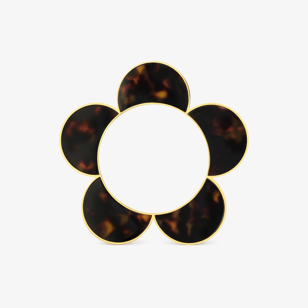 Pulsera esclava flor de acero dorado y resina carey Galaxy