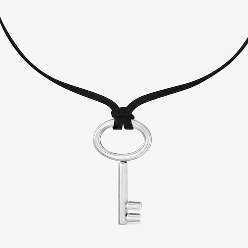 Steel key and black cord Necklace TOUS Charming