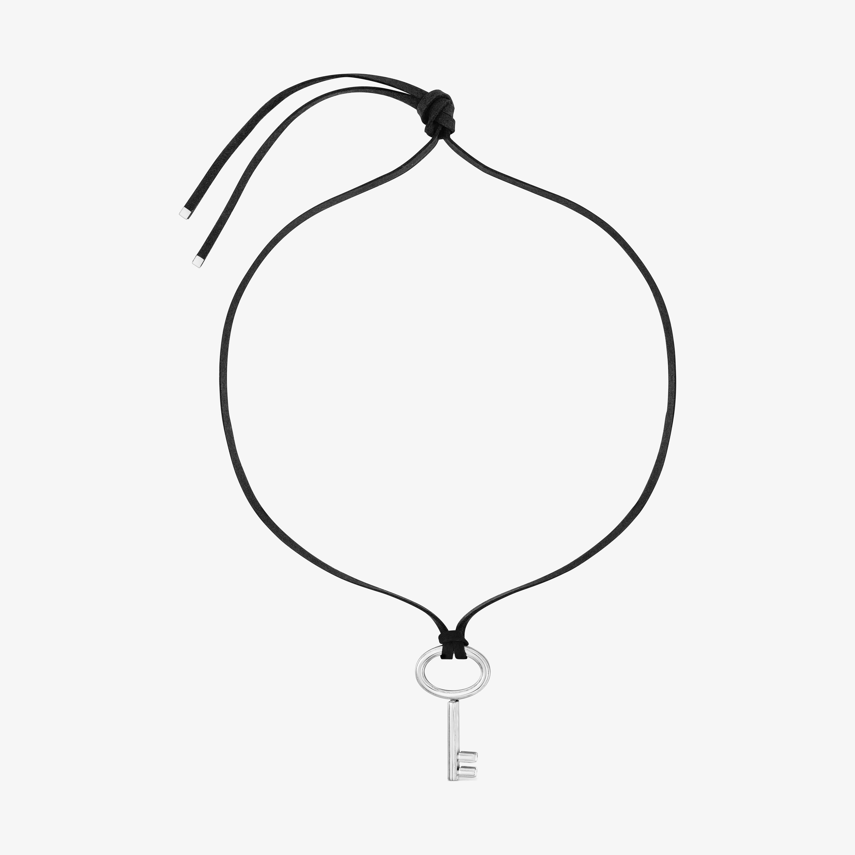 Steel key and black cord Necklace TOUS Charming