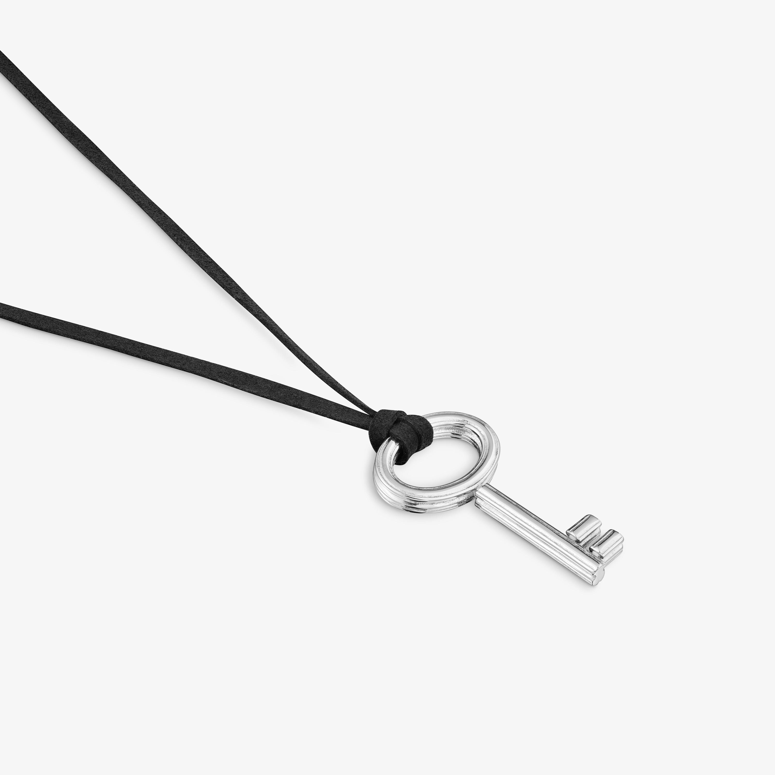 Steel key and black cord Necklace TOUS Charming