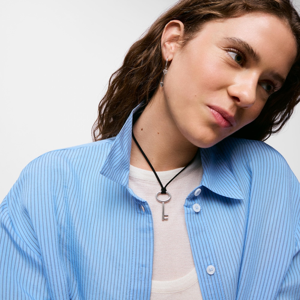 Collar llave de acero y cord&oacute;n negro TOUS Charming