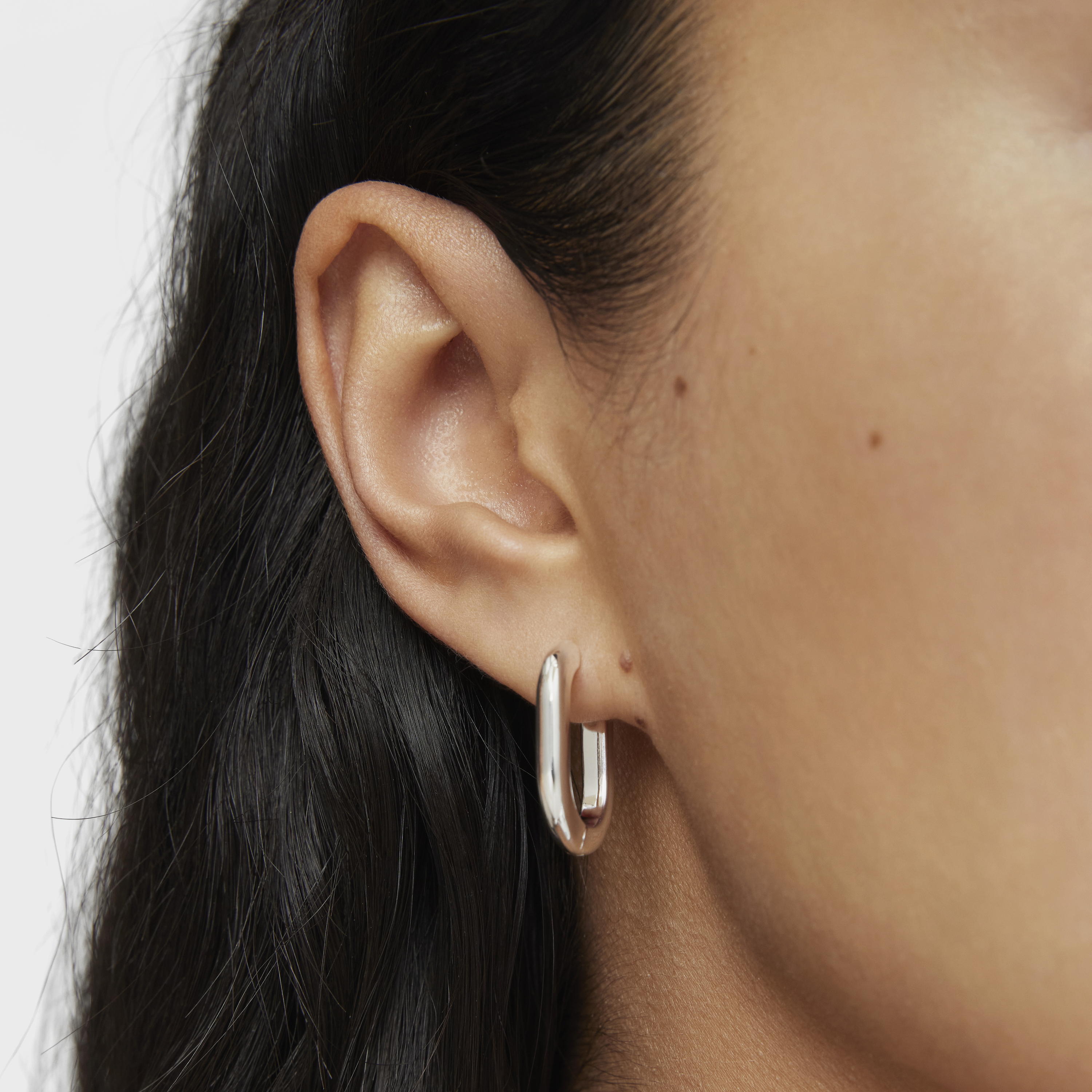 Long 22 mm silver Hoop earrings Basics
