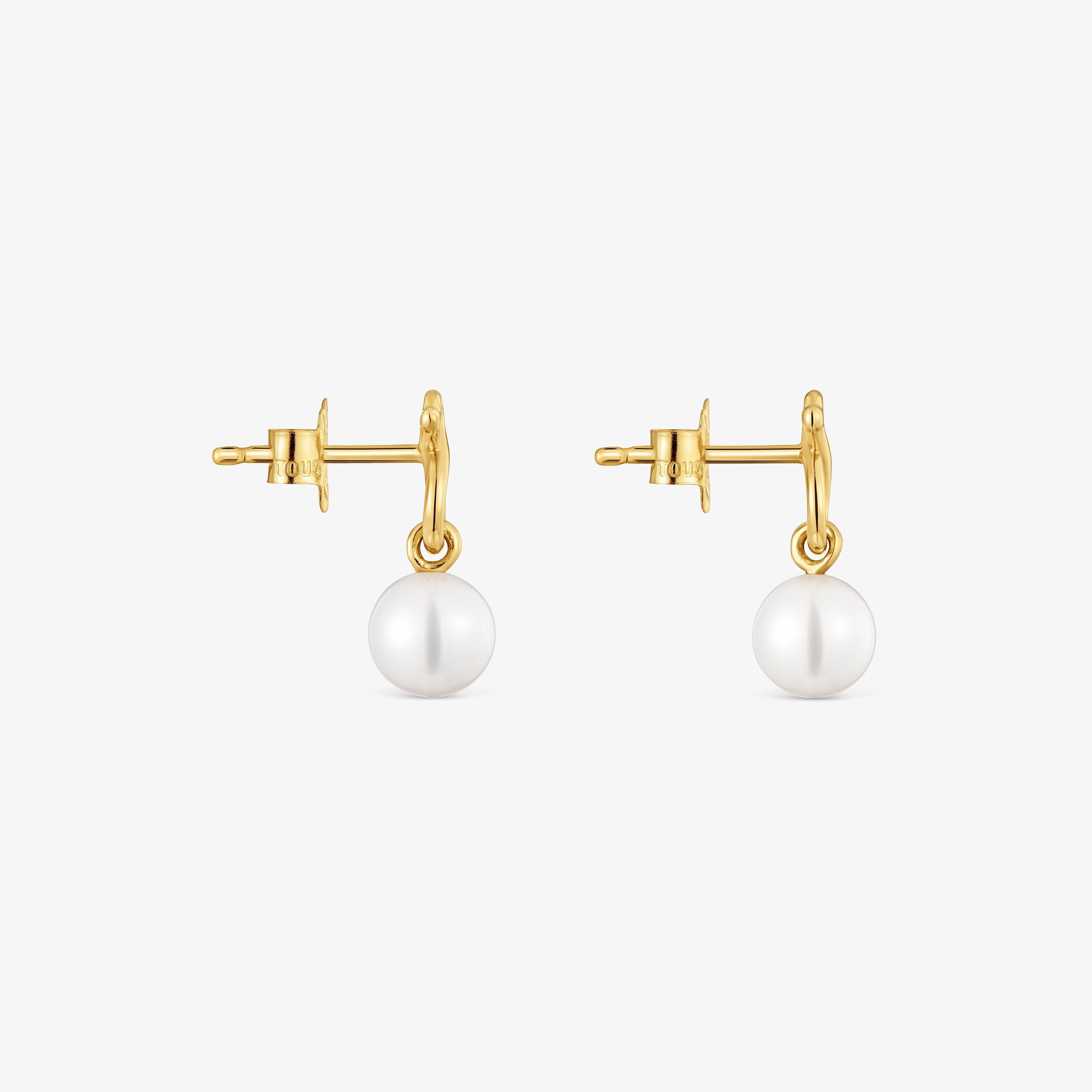 9kt gold bear-motif and cultured pearl Earrings TOUS Infinity