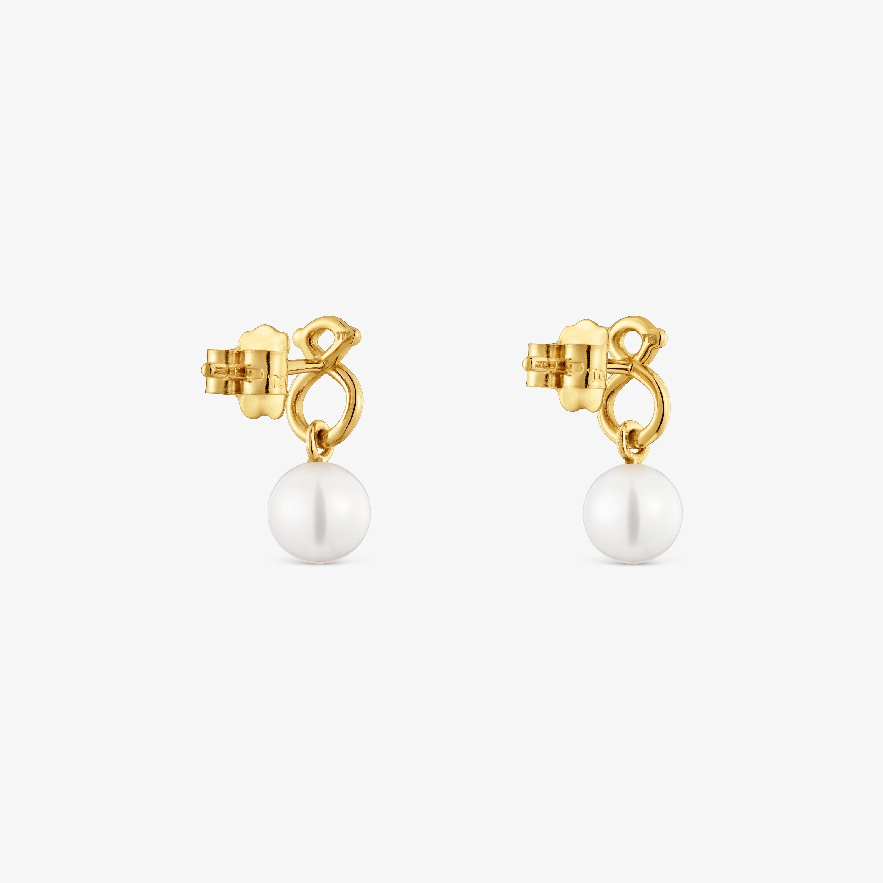 9kt gold bear-motif and cultured pearl Earrings TOUS Infinity