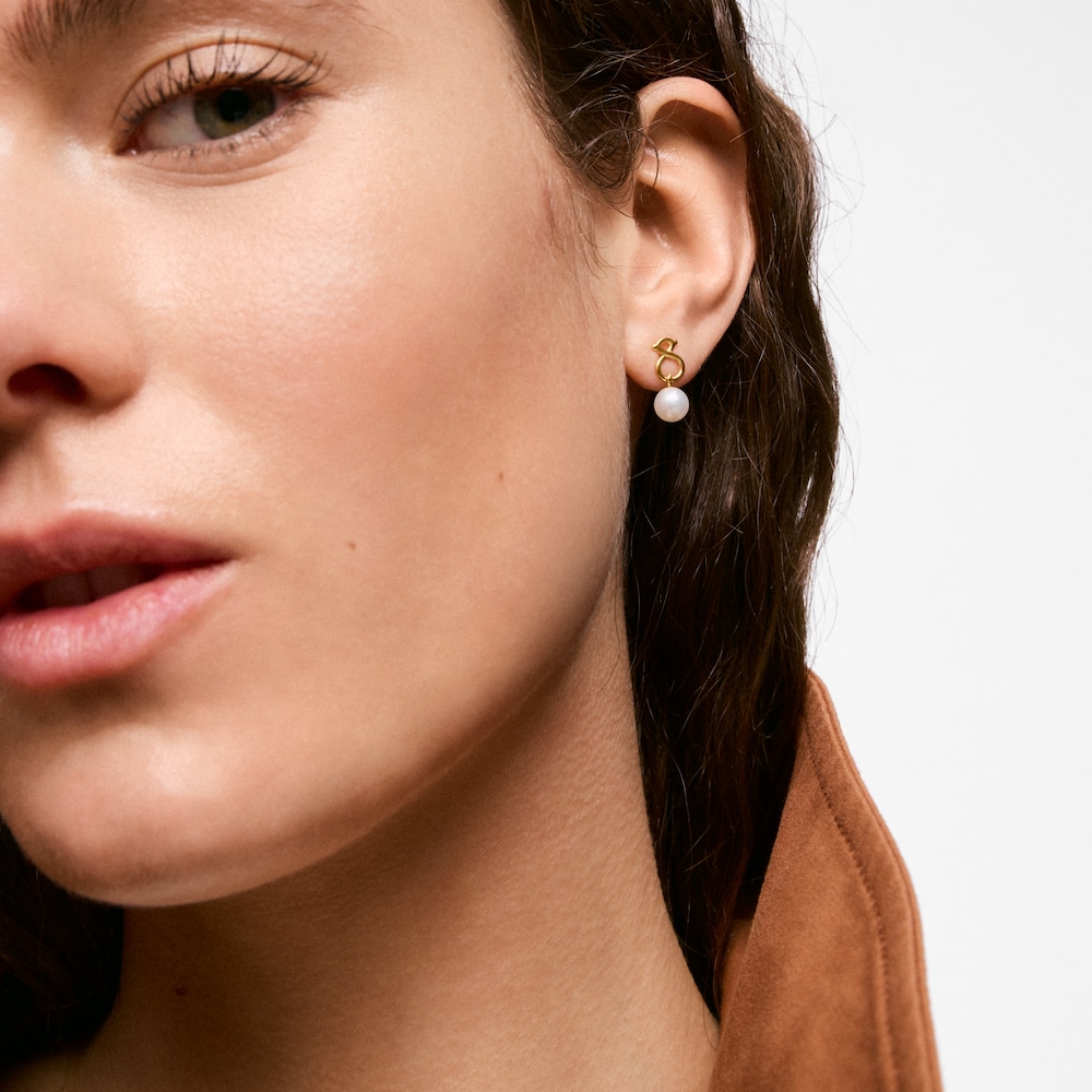 Ohrringe aus 9&nbsp;kt Gold mit B&auml;renmotiv und Zuchtperle TOUS Infinity