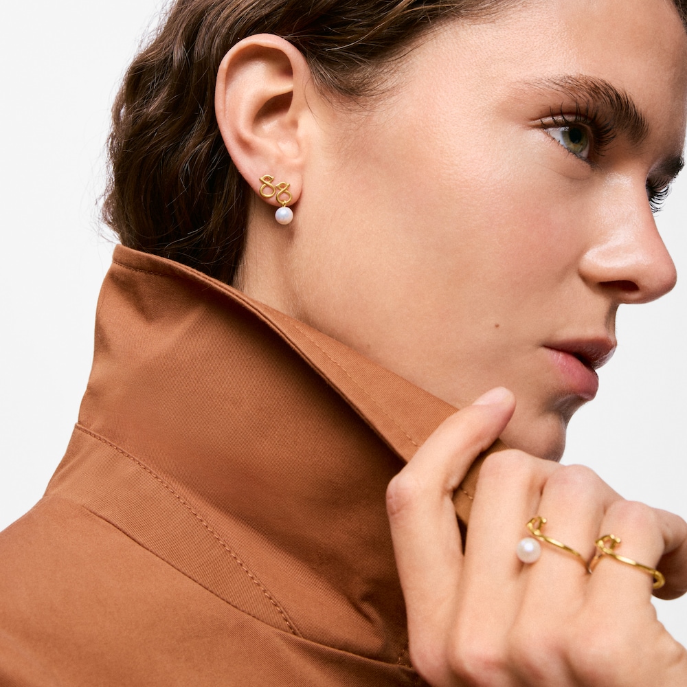 Ohrringe aus 9&nbsp;kt Gold mit B&auml;renmotiv und Zuchtperle TOUS Infinity