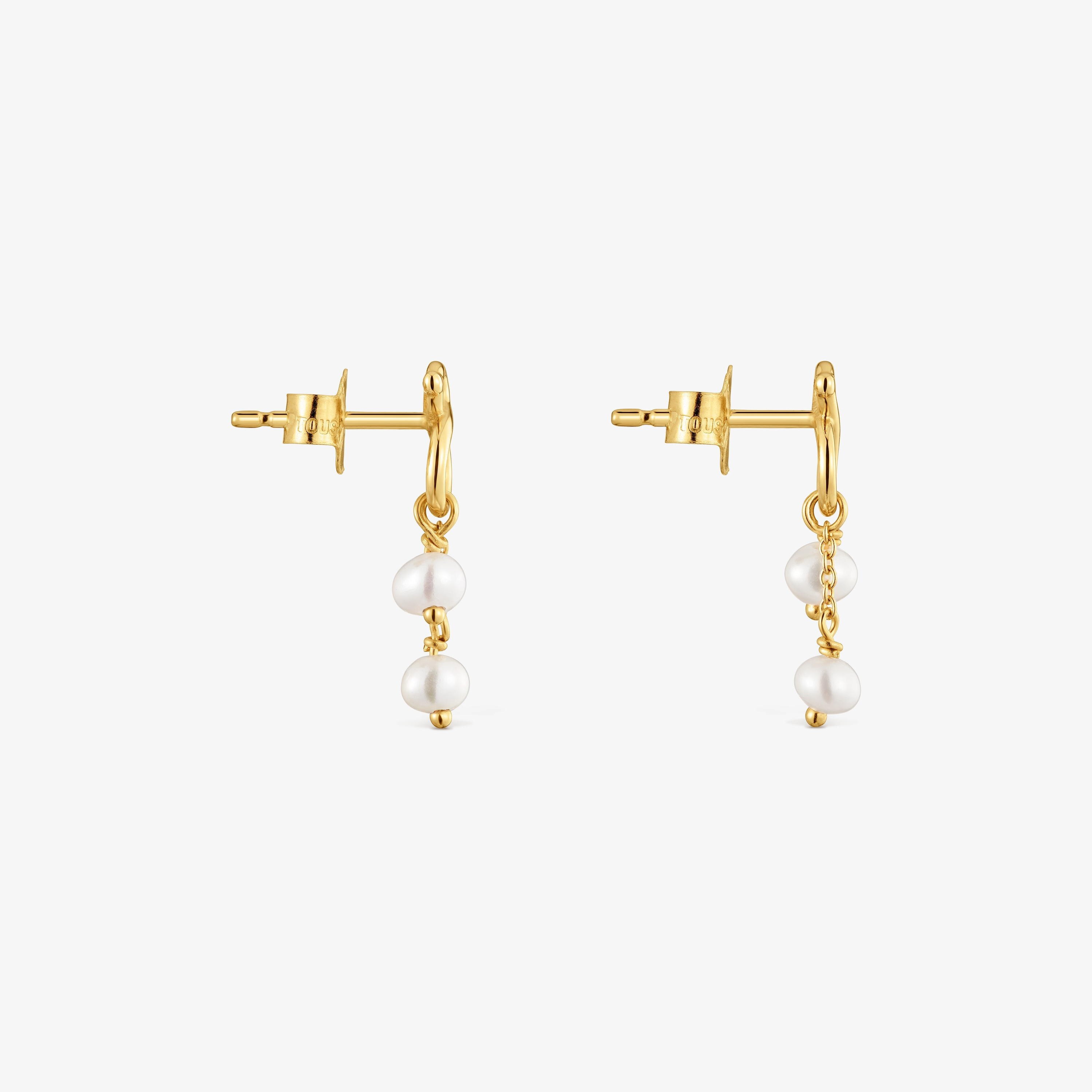 Long 9kt gold bear-motif and cultured pearl Earrings TOUS Infinity