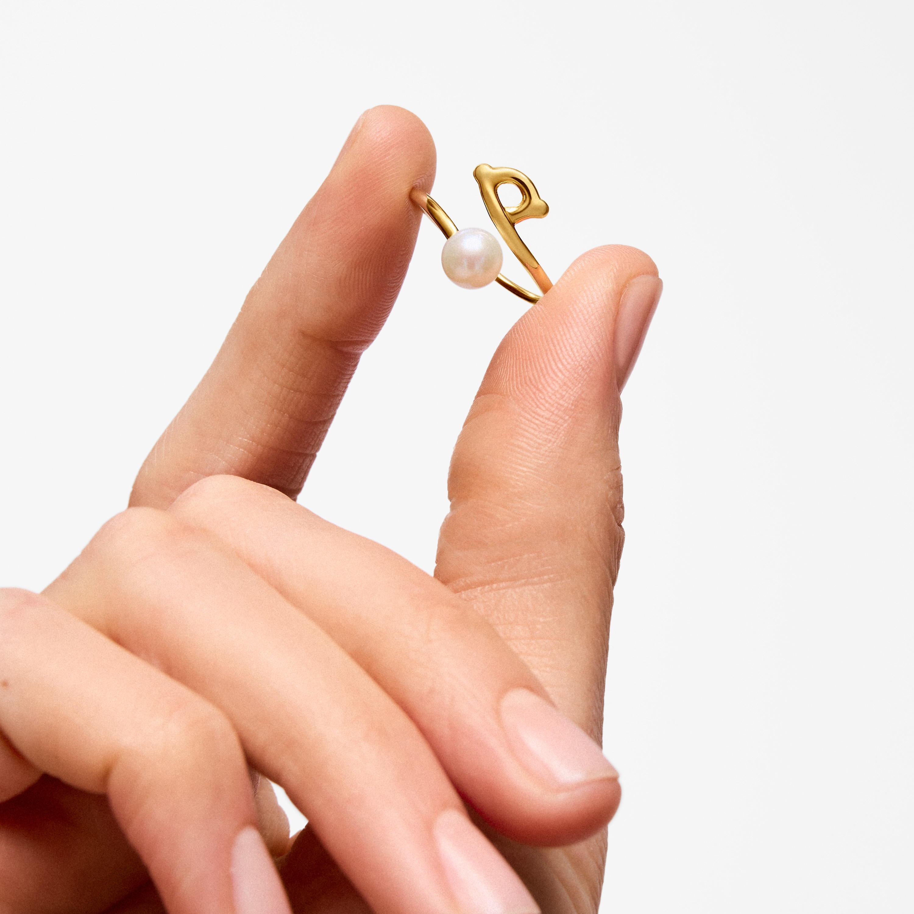 9kt gold bear-motif and cultured pearl Ring TOUS Infinity