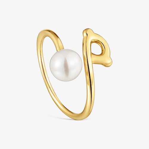 9kt gold bear-motif and cultured pearl Ring TOUS Infinity