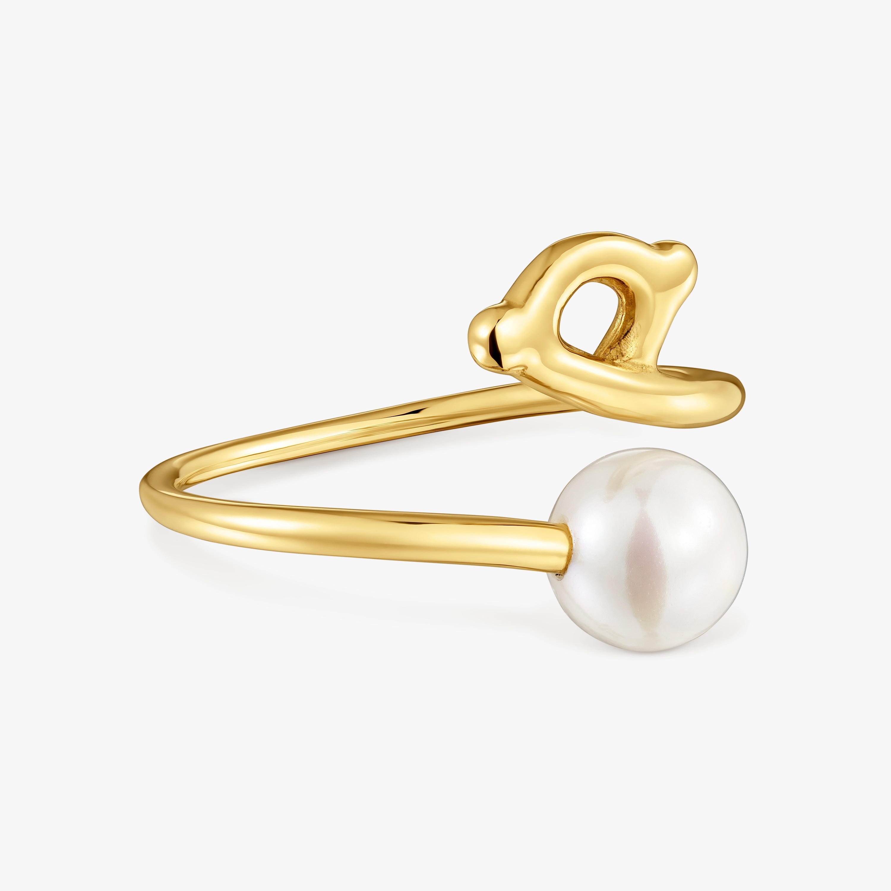 9kt gold bear-motif and cultured pearl Ring TOUS Infinity