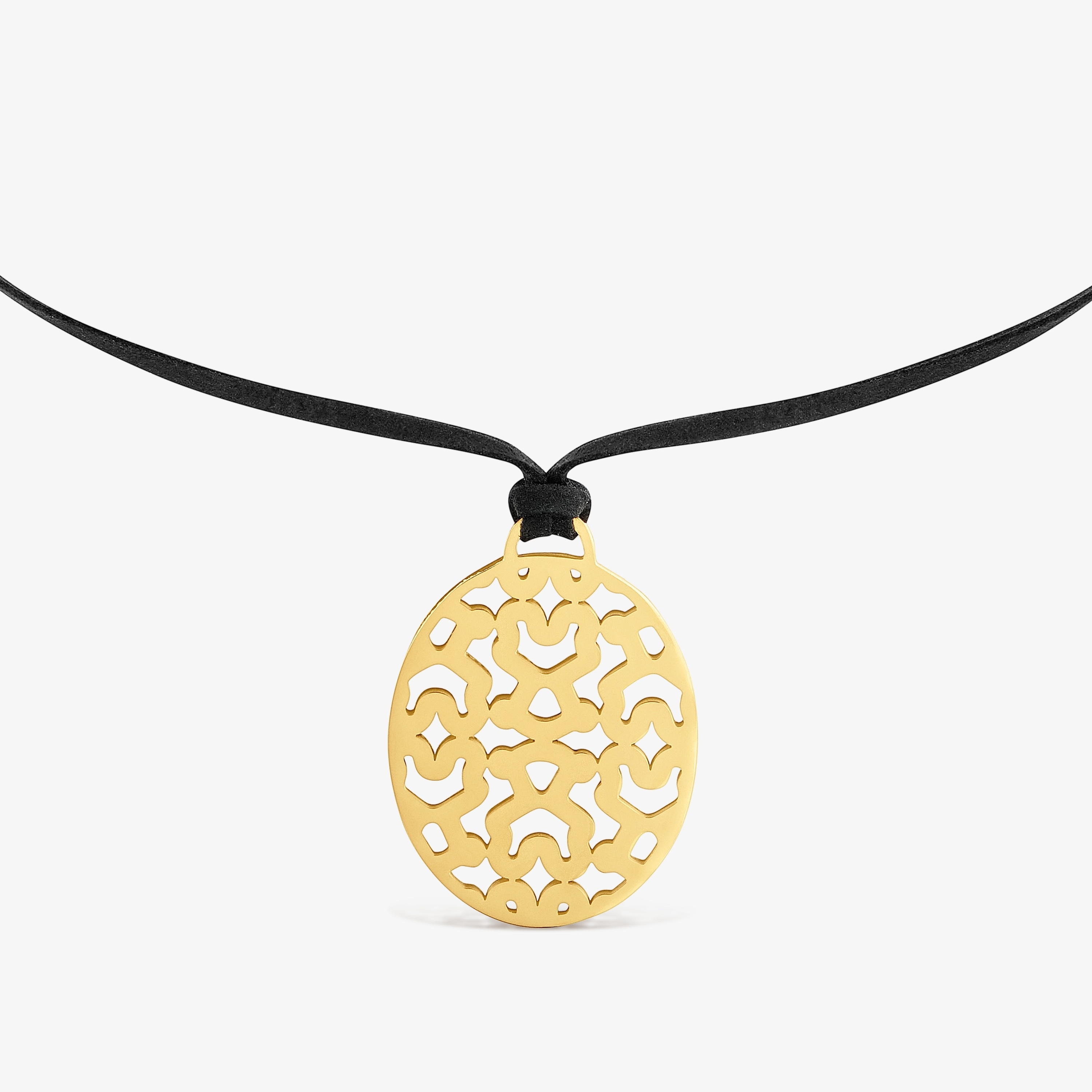 Long -mm gold-colored steel and black cord Necklace TOUS Kaos