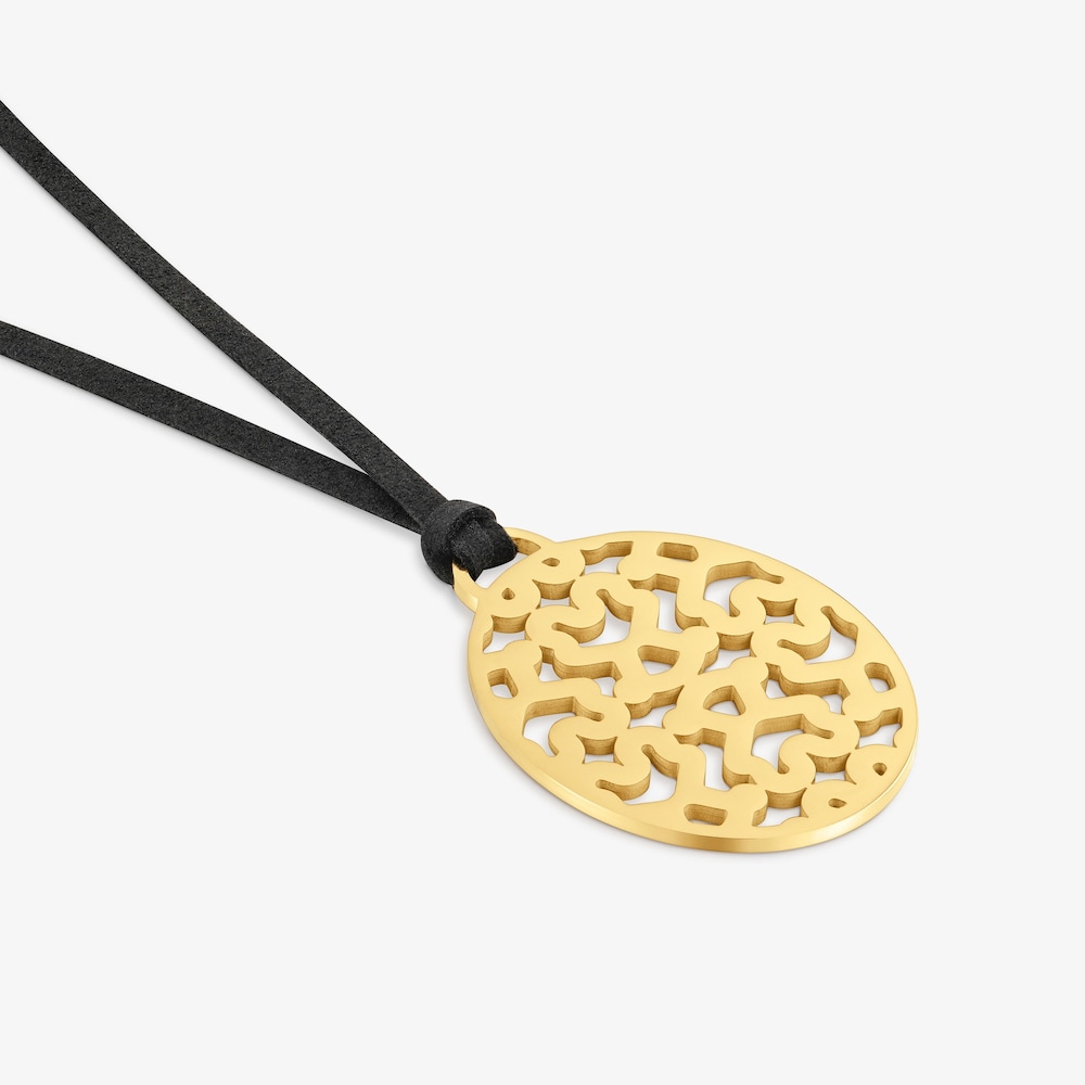 Long 40-mm gold-colored steel and black cord Necklace TOUS Kaos