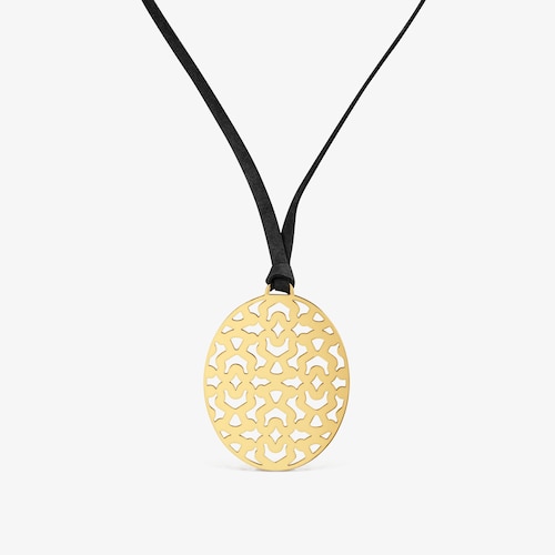 Long 60-mm gold-colored steel and black cord Necklace TOUS Kaos