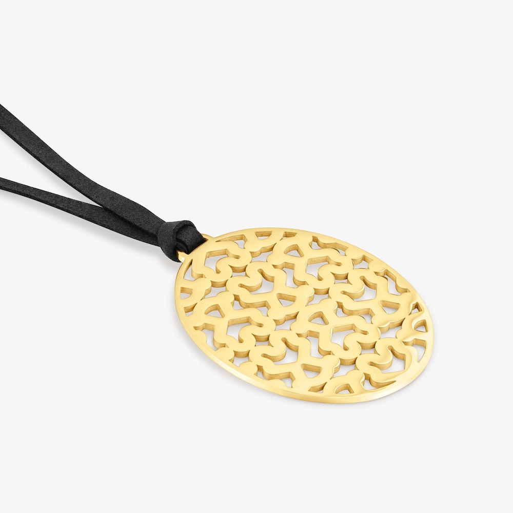 Long 60-mm gold-colored steel and black cord Necklace TOUS Kaos