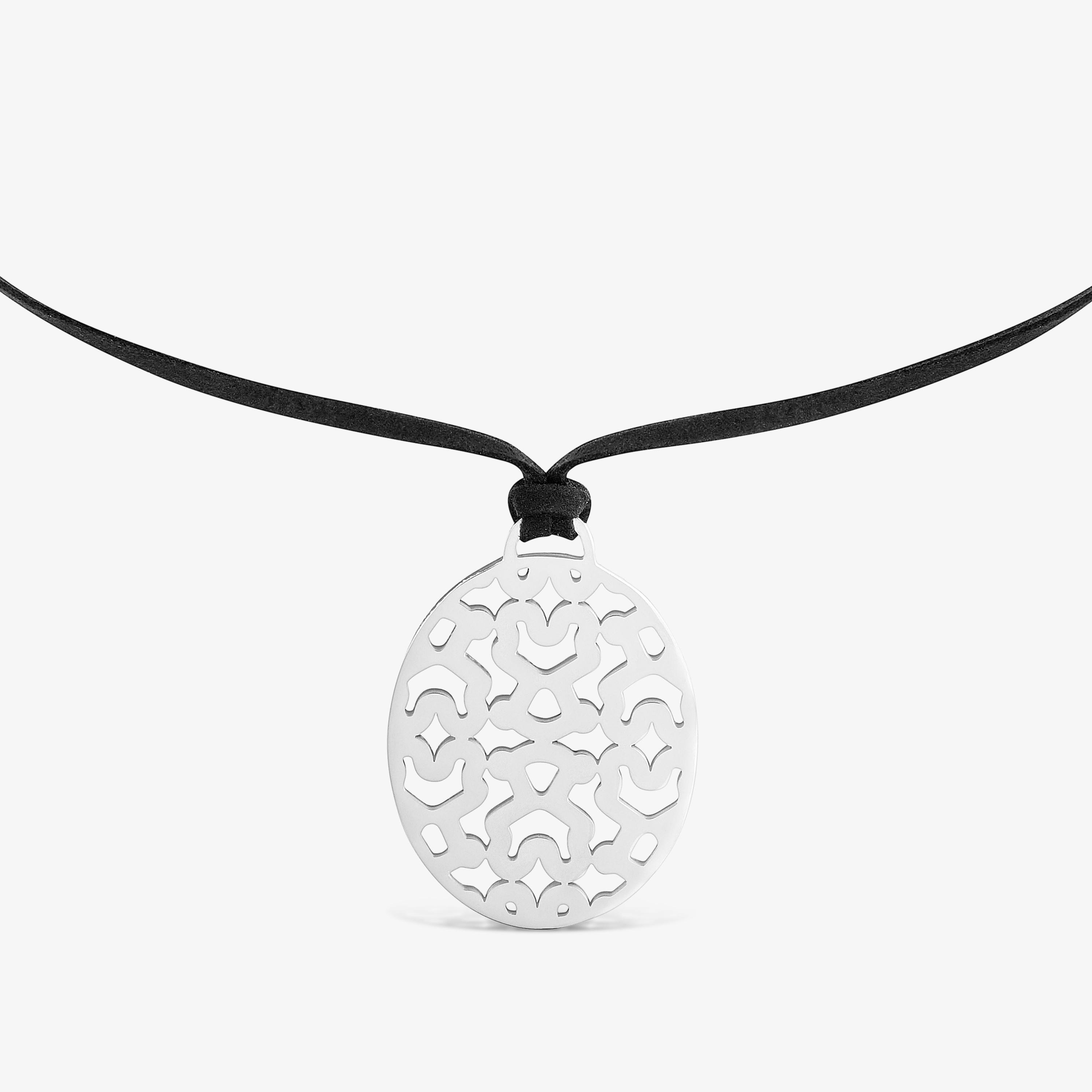 Long 40-mm steel and black cord Necklace TOUS Kaos
