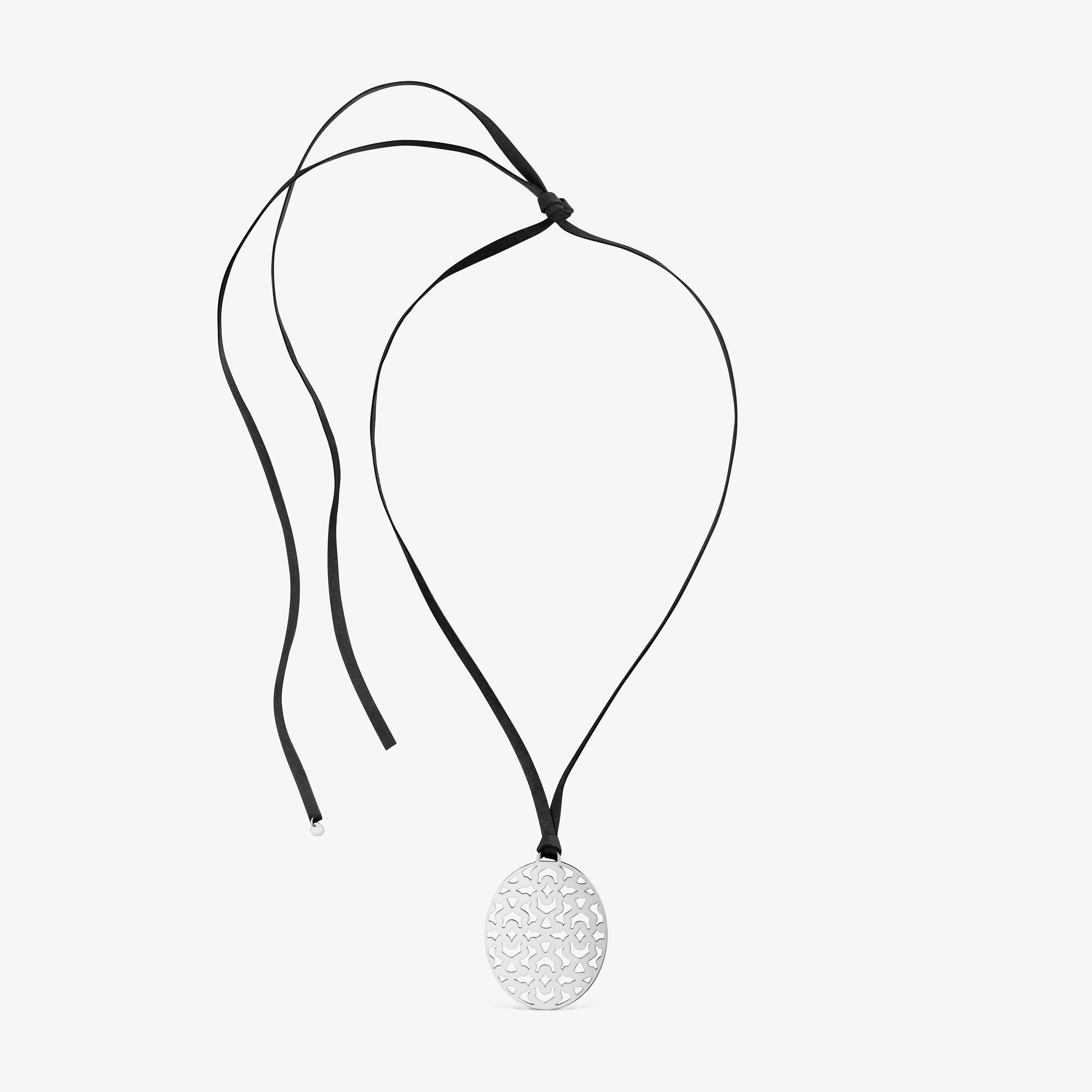 Long 60-mm steel and black cord Necklace TOUS Kaos