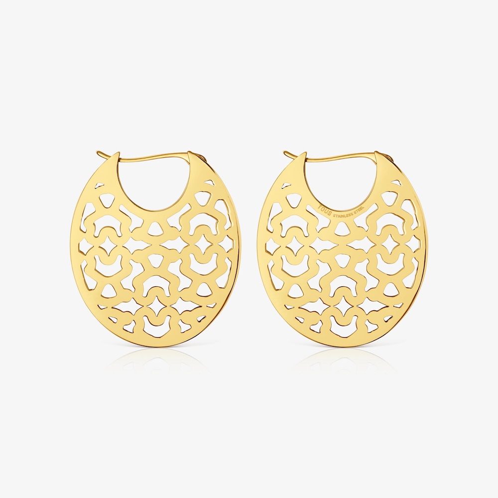 Pendientes de acero dorado 30 mm Kaos