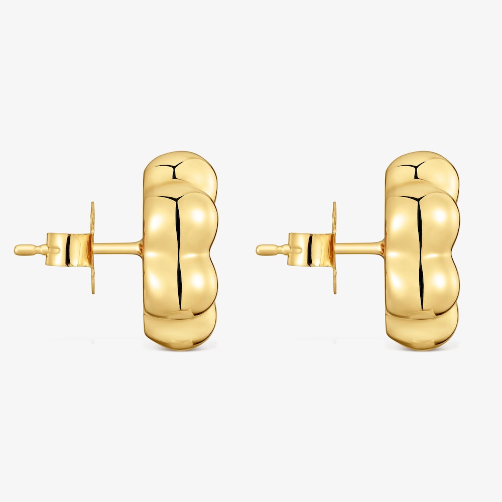 Pendientes flor con ba&ntilde;o de oro 18 kt sobre plata 15 mm Bold Motif