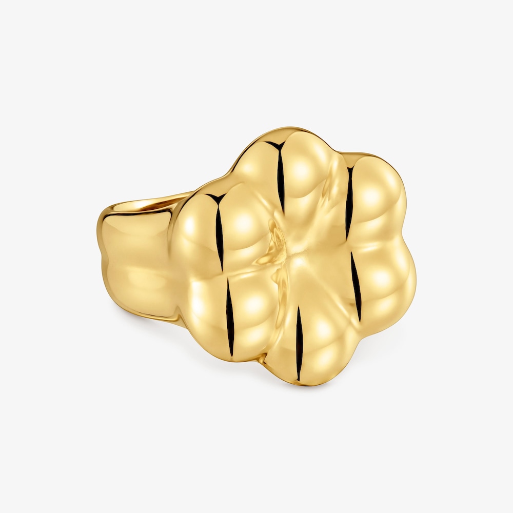 18kt gold vermeil flower Signet ring TOUS Bold Motif